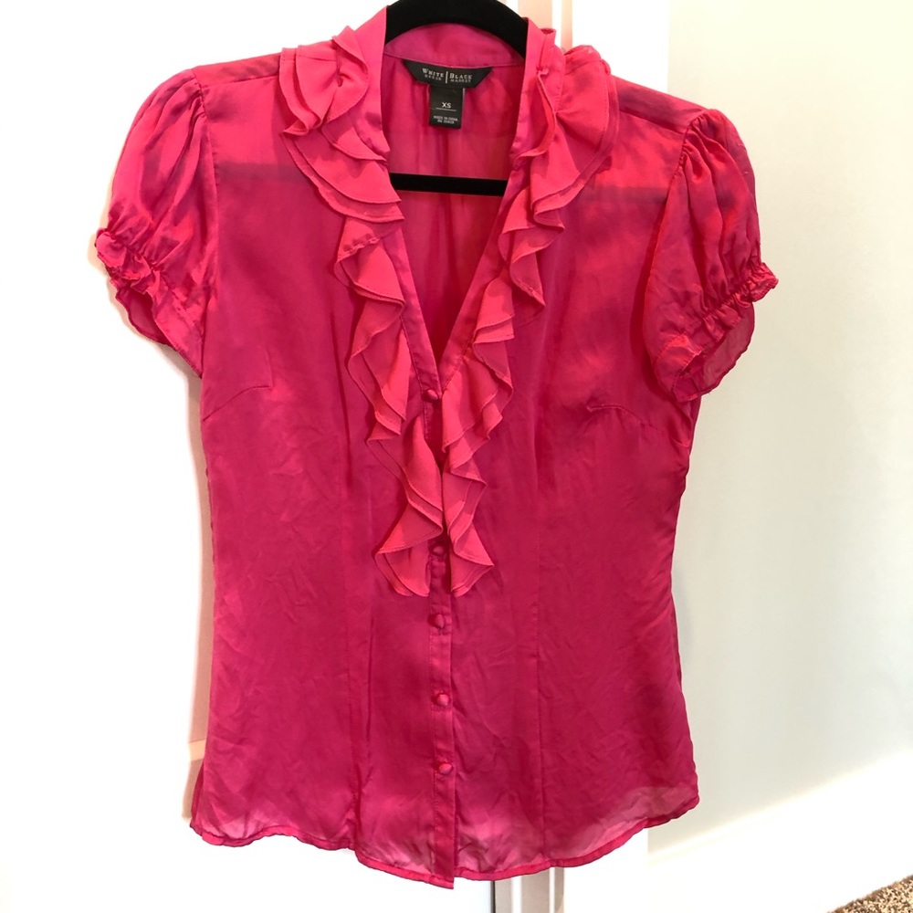 Hot pink ruffle blouse